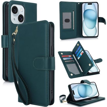 Mobigear Wallet iPhone 15 Hülle Klapphülle Geldbörse - Grün
