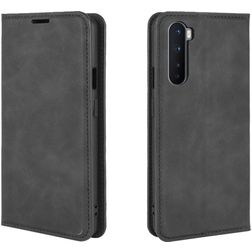 Mobigear Retro Slim OnePlus Nord Hülle Klapphülle Geldbörse - Schwarz