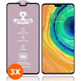 Mobigear Premium Huawei Mate 30 Panzerglas Gehärtetes Glas Displayschutz - Hüllenfreundlich - Schwarz (3er Pack)