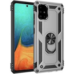 Mobigear Armor Ring Samsung Galaxy A71 Hardcase Backcover Shockproof mit Ringhalter - Silber