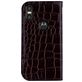 Mobigear Croco Glitter Motorola One Power Hülle Klapphülle Geldbörse - Schwarz