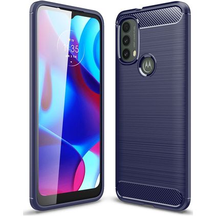 Mobigear Brushed Slim Motorola Moto E30 Hülle Flexibles TPU Backcover - Blau