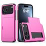 Mobigear Card iPhone 18 Pro Hülle Hardcase Backcover Stoßfest mit Kartenhalter - Rose Red