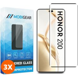 Mobigear Premium HONOR 200 Panzerglas Gehärtetes Glas Displayschutz - Hüllenfreundlich - Schwarz (3er Pack)