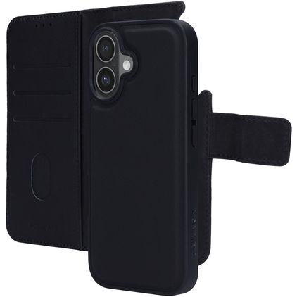 Mobiparts iPhone 17 Hülle Echtleder 2in1 Klapphülle (herausnehmbar) Portemonnaie - Schwarz