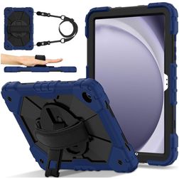 Mobigear SureGrip Xtreme Samsung Galaxy Tab A9 Plus (2023) Hülle Kunststoff / Silikon Backcover + Schultergurt + Ständer - Blau
