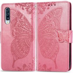 Mobigear Butterfly Samsung Galaxy A50 Hülle Klapphülle Geldbörse - Pink