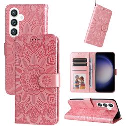Mobigear Sunflower Samsung Galaxy S24 Plus Hülle Klapphülle Geldbörse - Roségold