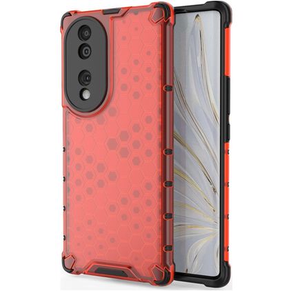 Mobigear Honeycomb HONOR 70 Hülle Hardcase Backcover Stoßfest - Rot