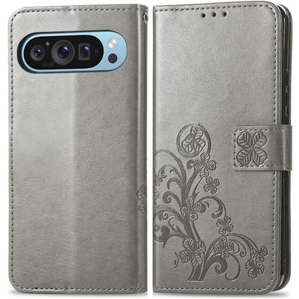 Mobigear Clover Google Pixel 10 Pro Hülle Klapphülle Geldbörse - Grau