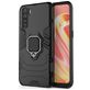 Mobigear Armor Ring OPPO A91 Hülle Hardcase Backcover Stoßfest mit Ringhalter - Schwarz