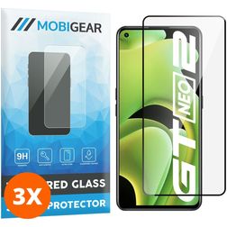 Mobigear Premium Realme GT Neo2 Panzerglas Gehärtetes Glas Displayschutz - Hüllenfreundlich - Schwarz (3er Pack)
