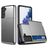 Mobigear Card Samsung Galaxy S21 Hülle Hardcase Backcover Stoßfest mit Kartenhalter - Grau