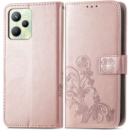 Mobigear Clover Realme C35 Klapphülle Portemonnaie - Roségold