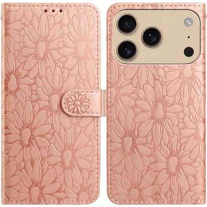 Mobigear Flowers iPhone 17 Pro Max Hülle Klapphülle Geldbörse - Roségold