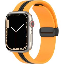 Mobigear Stripe Mag Silikon Apple Watch Armband Magnetverschluss - 42/41/40/38 mm - Schwarz / Gelb