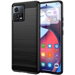 Mobigear Brushed Slim Motorola Edge 30 Fusion Hülle Flexibles TPU Backcover - Schwarz