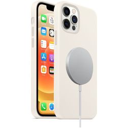 Mobigear Rubber Touch iPhone 12 Pro Silikon MagSafe Hülle Backcover - Weiß
