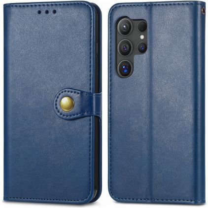 Mobigear Snap Button Samsung Galaxy S25 Hülle Klapphülle Geldbörse - Blau