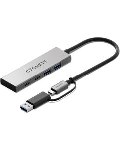 Cygnett Unite 4-in-1 USB-A / USB-C auf USB-A / USB-C Hub - Silber