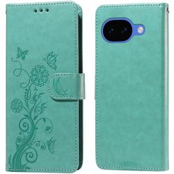 Mobigear Flowers Google Pixel 10a Hülle Klapphülle Geldbörse - Grün