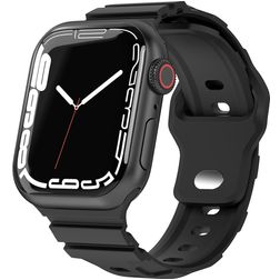 Mobigear Sport Armor Silikon Apple Watch Armband Drückerschließe - 49/46/45/44 mm - Schwarz