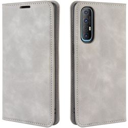 Mobigear Retro Slim OPPO Reno 3 Pro Hülle Klapphülle Geldbörse - Grau