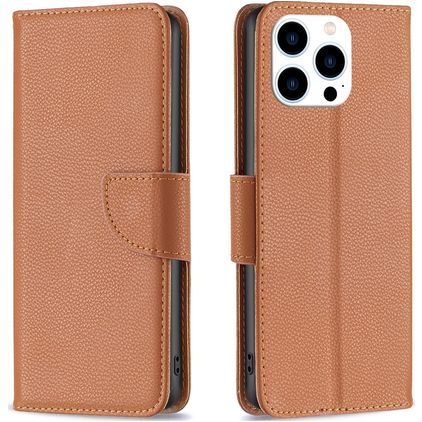Mobigear Excellent iPhone 16 Pro Hülle Klapphülle Geldbörse - Braun