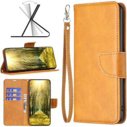 Mobigear Excellent Motorola Moto E32 Hülle Klapphülle Geldbörse - Cognac