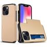 Mobigear Card iPhone 15 Hülle Hardcase Backcover Stoßfest mit Kartenhalter - Gold