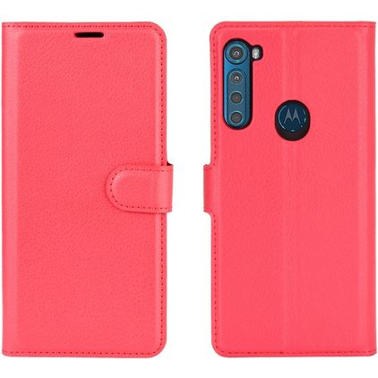 Mobigear Classic Motorola One Fusion Plus Hülle Klapphülle Geldbörse - Magenta