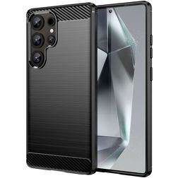 Mobigear Brushed Slim Samsung Galaxy S25 Ultra Hülle Flexibles TPU Backcover - Schwarz