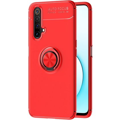 Mobigear Armor Ring Realme X50 Hülle Flexibles TPU Backcover Stoßfest mit Ringhalter - Rot