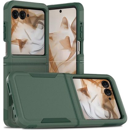 Mobigear Heavy Armor Motorola Razr 50 Hülle Hardcase Backcover Stoßfest - Dunkelgrün