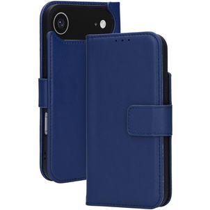 Mobiparts Wallet iPhone Air MagSafe Hülle Echtes Leder Klapphülle Geldbörse - Blau
