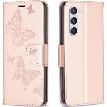 Mobigear Butterfly Samsung Galaxy S23 Klapphülle Portemonnaie - Roségold