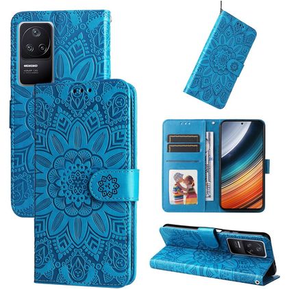 Mobigear Sunflower POCO F4 Hülle Klapphülle Geldbörse - Blau
