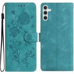 Mobigear Flowers Samsung Galaxy A17 Hülle Klapphülle Geldbörse - Grün
