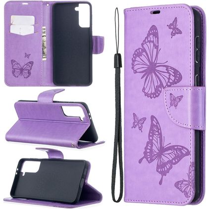 Mobigear Butterfly Samsung Galaxy S21 Plus Hülle Klapphülle Geldbörse - Lila