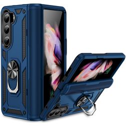 Mobigear Armor Ring Samsung Galaxy Z Fold 5 Hülle Hardcase Backcover Stoßfest mit Ringhalter - Blau