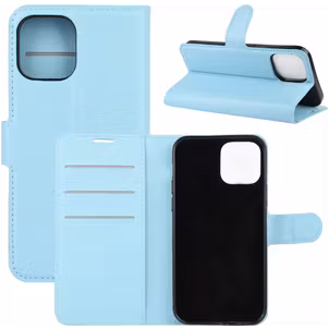Mobigear Classic iPhone 12 Hülle Klapphülle Geldbörse - Blau