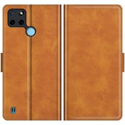 Mobigear Slim Magnet Realme C21Y Hülle Klapphülle Geldbörse - Cognac