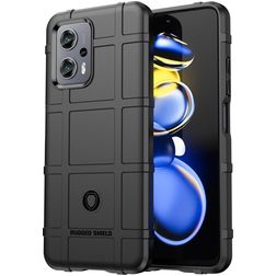 Mobigear Rugged Shield POCO X4 GT Hülle Flexibles TPU Backcover Stoßfest - Schwarz