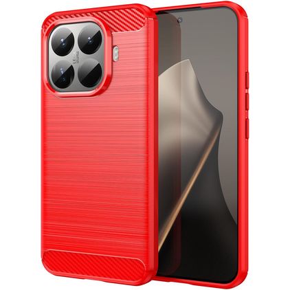 Mobigear Brushed Slim Xiaomi 15T Pro Hülle Flexibles TPU Backcover - Rot