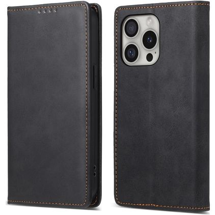 Mobigear Wallet iPhone 16 Pro Hülle Klapphülle Geldbörse - Schwarz