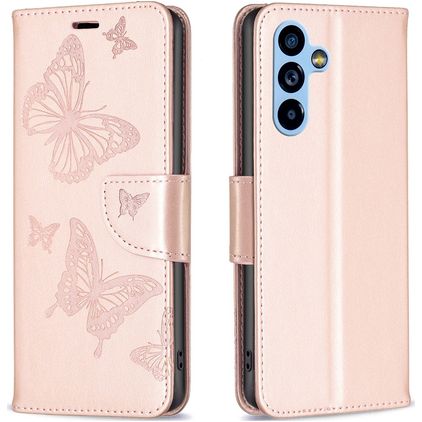 Mobigear Butterfly Samsung Galaxy A54 Klapphülle Portemonnaie - Roségold
