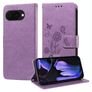 Mobigear Flowers Google Pixel 9a Hülle Klapphülle Geldbörse - Lila