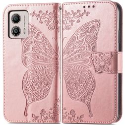 Mobigear Butterfly Motorola Moto G53 5G Hülle Klapphülle Geldbörse - Roségold