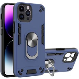 Mobigear Armor Ring iPhone 14 Pro Max Hülle Hardcase Backcover Stoßfest mit Ringhalter - Blau