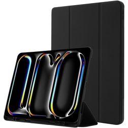Mobigear Tri-Fold Gel iPad Pro 11 Zoll (2024) Hülle TPU,Kunstleder Klapphülle + Stifthalter - Schwarz